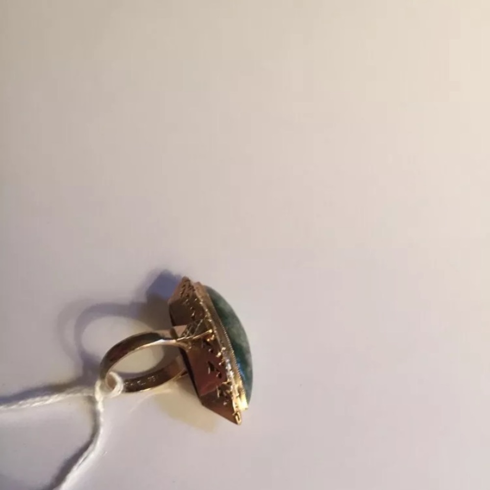 R4) antique green/white BURMA JADITE sterling RING - Picture 6 of 8